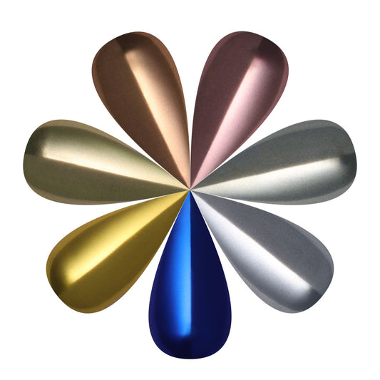 Color wheel with metallic NAILSPIRACY signature shapes in various colors on a white background