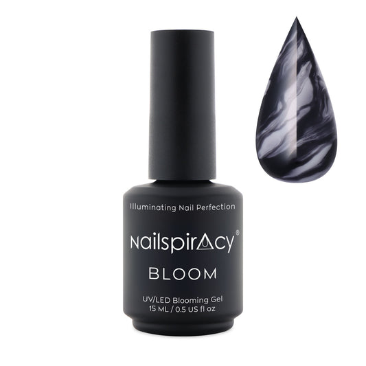 Nailsparacy Bloom gel bottle with a droplet of gel on a white background