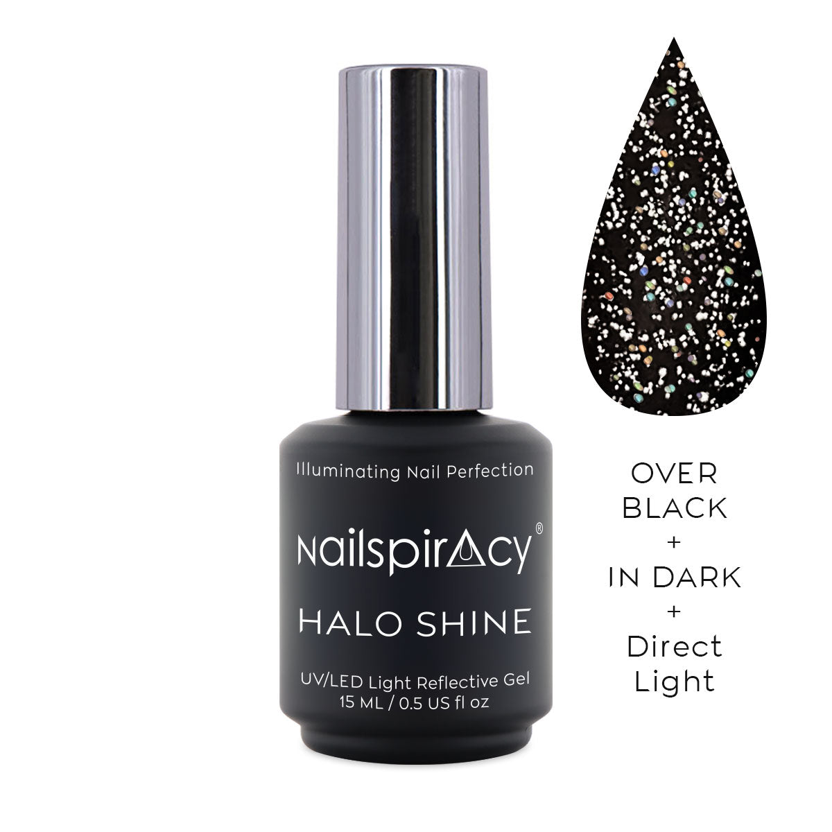 Nailsparacy Halo Shine nail gel polish bottle with a droplet graphic on a white background