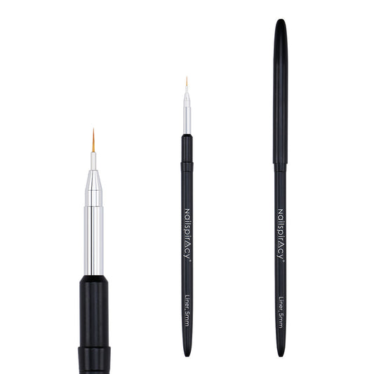 Three nail brushes with Nailspiracy branding on a white background