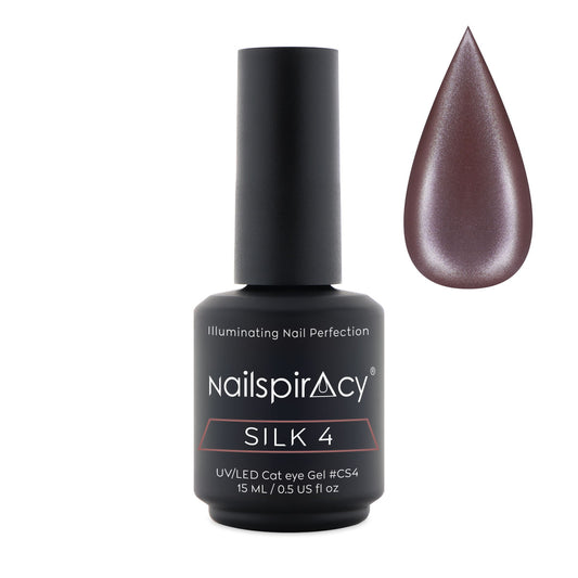 Nailsparacy Silk 4 nail gel polish bottle with a droplet of gel on a white background