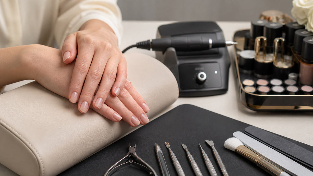 Complete professional Russian Manicure system in an elegant nail studio