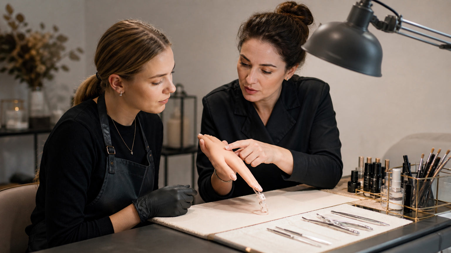 Nail educator reviewing Russian Manicure technique and troubleshooting common mistakes