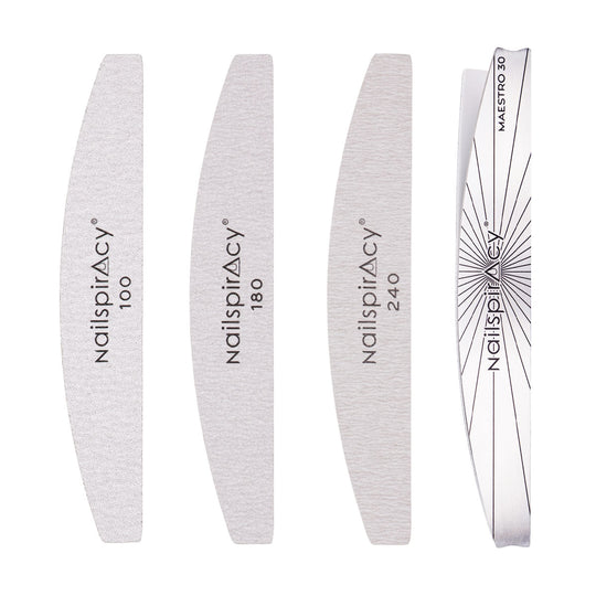 Set of nail files with 'nailspiracy' branding on a white background