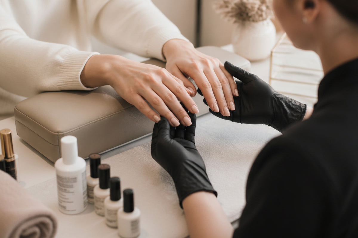 Professional consultation and nail assessment before a Russian Manicure