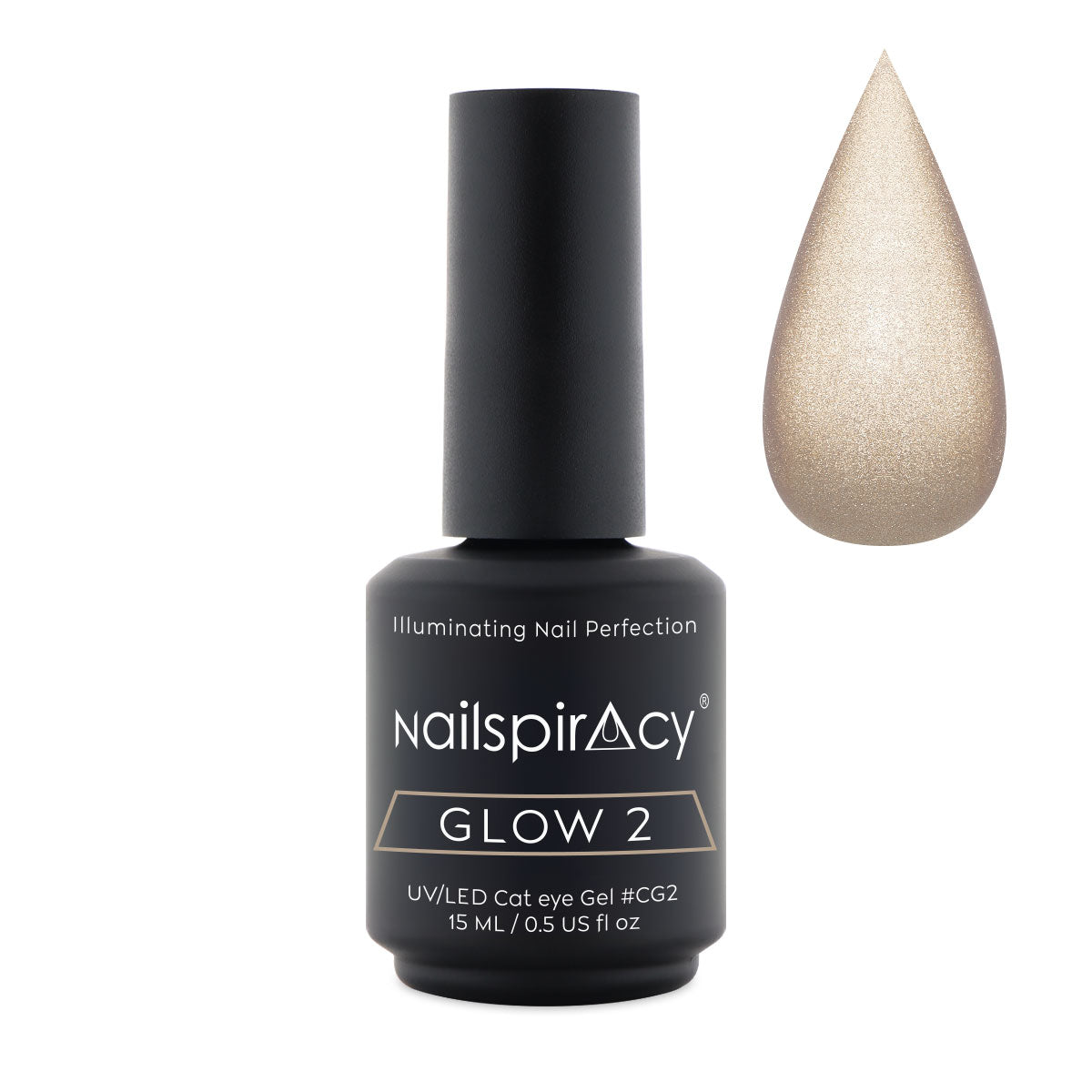 Nailspiracy Glow 2 nail gel polish bottle with a droplet of gel on a white background
